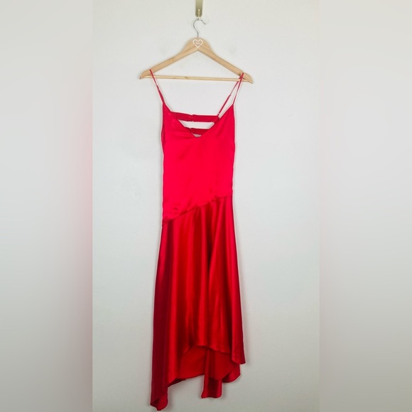 Fleur du mal red poppy colored silk handkerchief hem dress NWT. Size 10 - Picture 6 of 10
